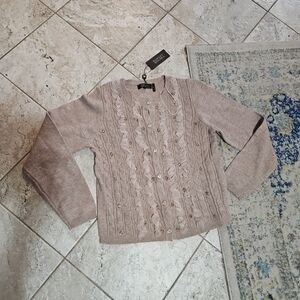 NWT Badgley Mischka Embellished Cardigan Sweater Size S